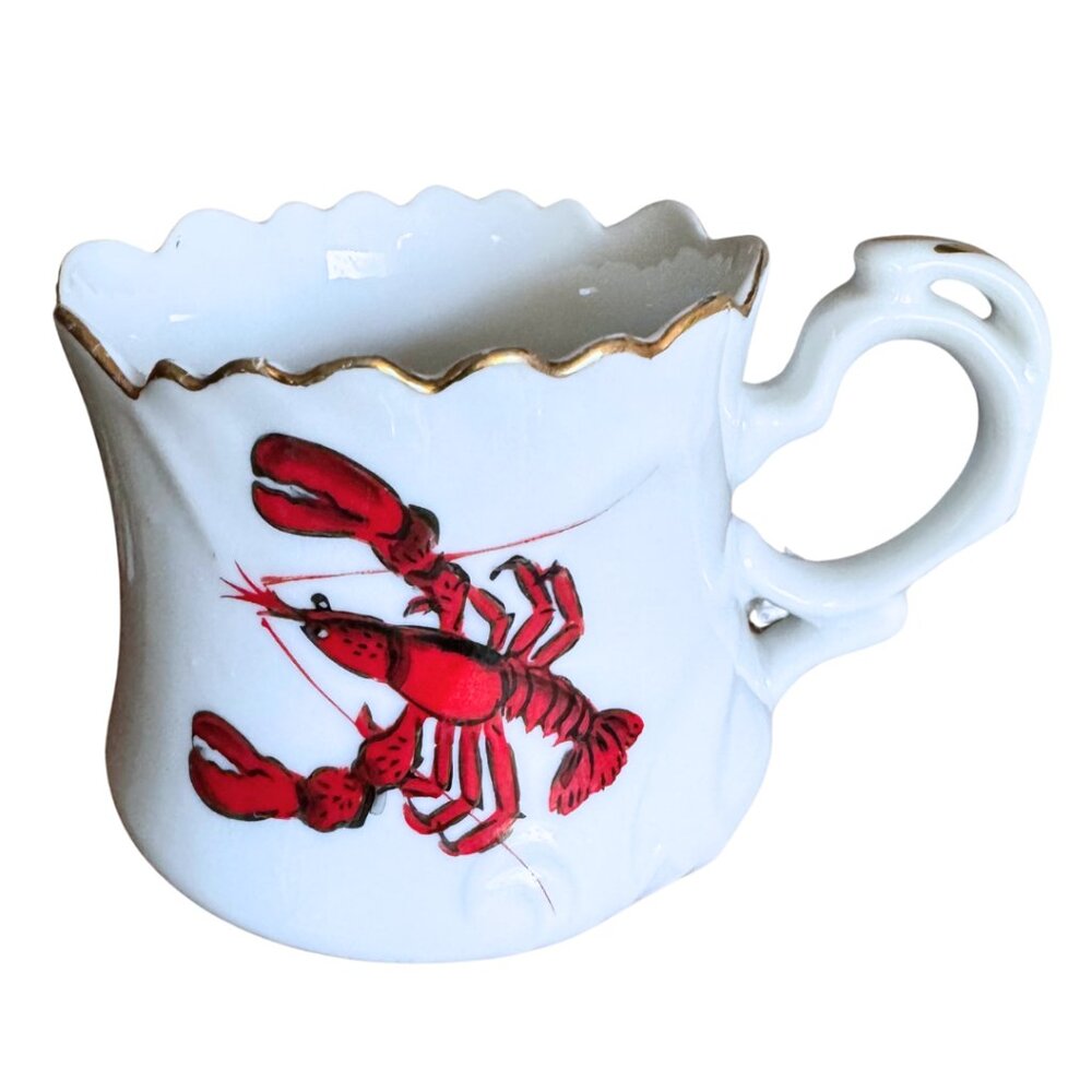 Lobster Creamer and Saucer Stamped ESD Japan Hand Painted Porcelain MCM Vintage - Picture 3 of 7
